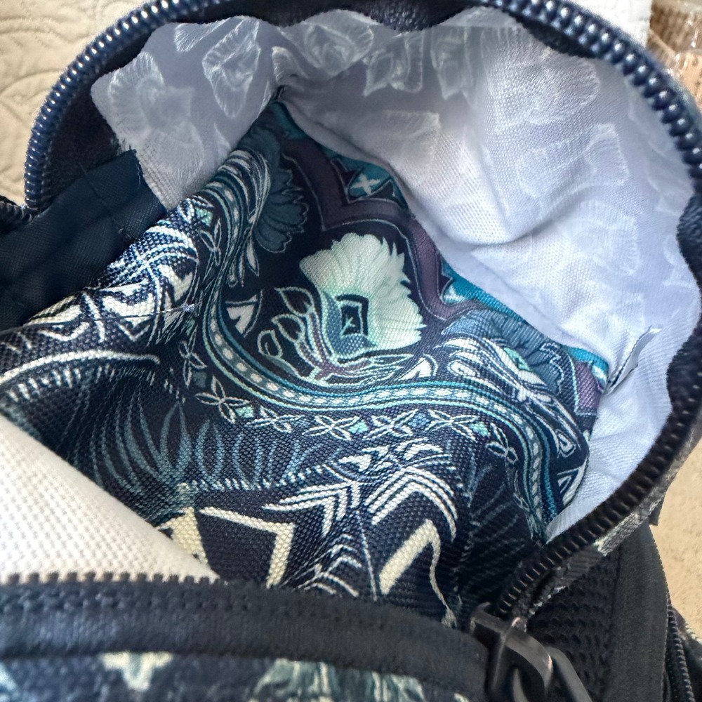 Roxy Free for Sun Student Backpack Blue Boho Geometric Print Canvas Totebag - Picture 15 of 16